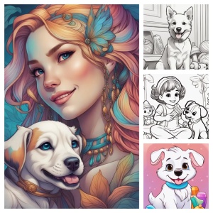 Produs digital "Listeaza si coloreaza Catelusii" - 370 pagini pentru copii si adulti