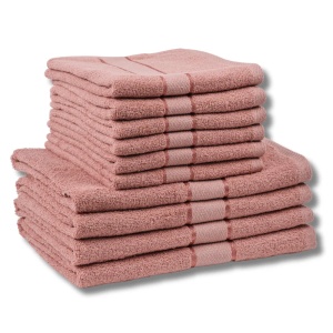 MegaPack 10 Prosoape Bumbac 100% Roz pudrat – 6 Față/Mâini + 4 Corp S53