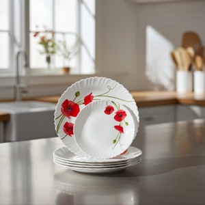 Serviciu masa din opal 18 piese Red Carnation
