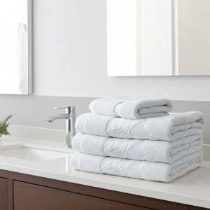 Set 10 prosoape parastase si inmormantari de fata, albe, parastas, 46x96cm, bumbac, 550G/M² - Img 2