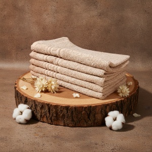 Set 12 Prosoape Bumbac Pieptanat, 30×50cm, 550gr/mp, Greek Border – Cappucino - Img 2