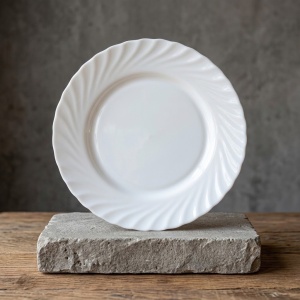Set 6 farfurii din opal, rotunde, albe, intinse 25cm