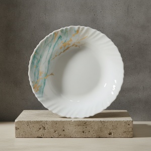 Set 6 farfurii si 6 cesti opal + 6 tacamuri inox Blue Marble - Img 4