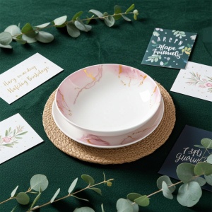 Set 6 farfurii si 6 cesti opal + 6 tacamuri inox Rozalin - Img 3