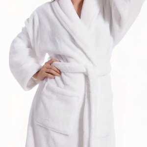 Halat de baie hotelier unisex, 420G/M², 100% bumbac, alb - Img 3