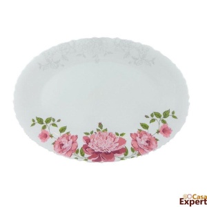 Platou oval, opal, Bujor 34cm