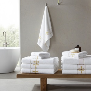 Prosop, parastas, corp, decor cruce, 70x140, bumbac, 500G/M² - Img 2