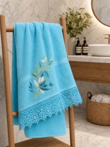 Set 10 prosoape parastase si inmormantari de fata, dantela, 50x90, bumbac , 450G/M²