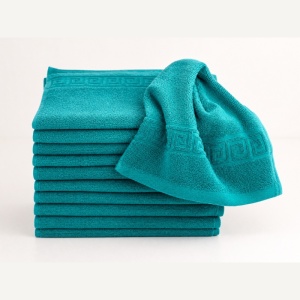 Set 12 Prosoape Bumbac Pieptanat, 30×50cm, 550gr/mp, Greek Border – Verde Inchis - Img 2