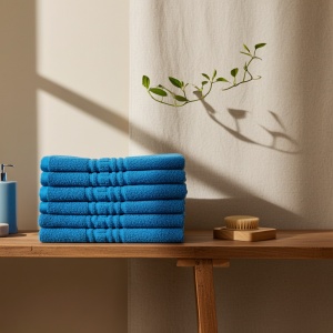 Set 12 prosoape, turcoaz, 30×50, hoteliere, bumbac 100%, 550G/M², Greek - Img 2