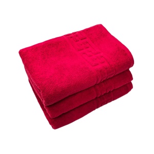 Set 3 Prosoape 70×130 cm Bumbac 550 gr/mp Greek Border Rosu