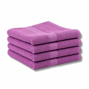 Set 4 Prosoape - mov, Bumbac 100%, - 50x90 cm. Ideale pentru Față și Mâini, Uscare Rapidă și Textură Pufoasă - 400g/mp - S43