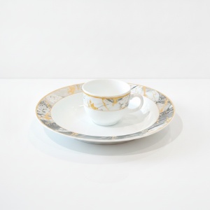 Set 6 farfurii si 6 cesti opal + 6 tacamuri inox Majestic - Img 3