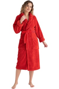Halat de baie hotelier unisex, 420G/M², 100% bumbac, Rosu