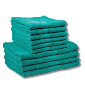 MegaPack 10 Prosoape Bumbac 100% Verde marin – 6 Față/Mâini + 4 Corp S55
