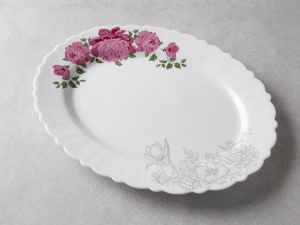 Platou oval, opal, Bujor 34cm - Img 4