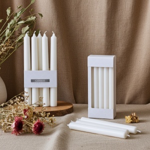 Set 10 lumanari conice, 24cm, albe, Aura Candles