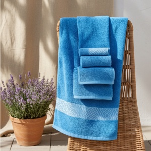 Set 10 prosoape parastase si inmormantari de fata, albastru, Royal, 50x90, bumbac, 400G/M² - Img 3