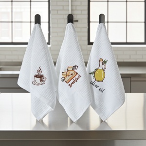 Set 12 prosoape, bucatarie, waffle, albe, 37x57cm, bumbac 100% - Img 4