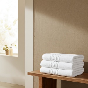 Set 4 prosoape, albe, 70x130, hoteliere, bumbac 100%, 550G/M2 - Img 2