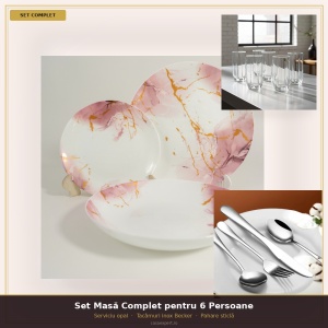 Set Masă 6 Persoane — Serviciu masa + Tacâmuri + Pahare BF5