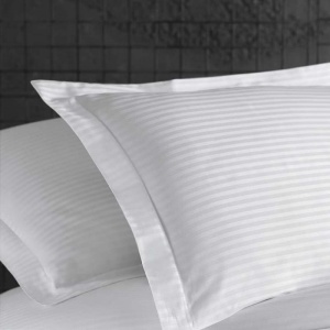 Lenjerie Damasc Soft Saten, pat dublu, alba, hoteliera, 2 persoane, bumbac satinat, 4 piese - Img 9