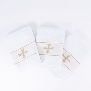Set 10 prosoape parastase si inmormantari de fata, decor cruce, 50x90, bumbac, 450G/M² - Img 2