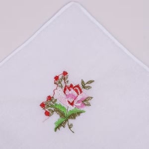Set 12 batiste dama parastase si inmormantari, 27x27cm, brodate, bumbac 100% - Img 2