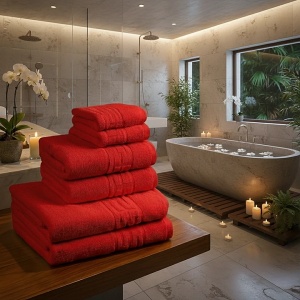 Set 12 Prosoape Bumbac 550g Hotel S21 Rosu