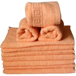 Set 12 Prosoape Bumbac Pieptanat, 30×50cm, 550gr/mp, Greek Border – Peach
