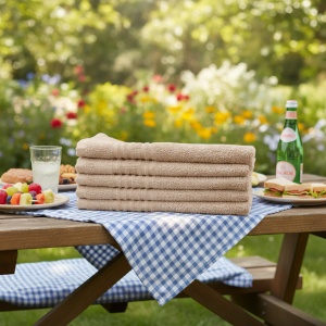 Set 12 Prosoape Bumbac Pieptanat, 30×50cm, 550gr/mp, Greek Border – Cappucino - Img 3
