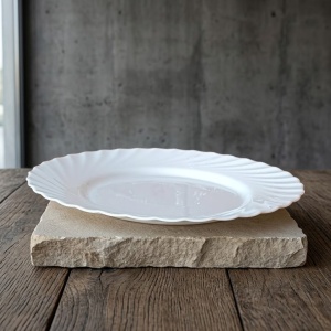 Set 6 farfurii din opal, rotunde, albe, intinse 25cm - Img 2
