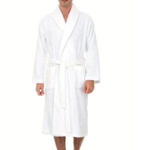 Halat de baie hotelier unisex, 420G/M², 100% bumbac, alb - Img 2