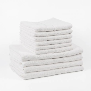 MegaPack 10 Prosoape Bumbac 100% Alb – 6 Față/Mâini + 4 Corp S47