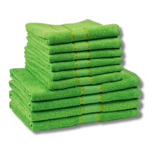 MegaPack 10 Prosoape Bumbac 100% Verde Lime – 6 Față/Mâini + 4 Corp S52