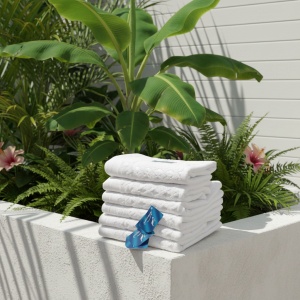 Set 10 prosoape parastase si inmormantari de fata, albe, 50x90, bumbac, 500G/M²