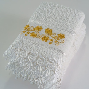 Set 10 prosoape parastase si inmormantari de fata, dantela, 50x90, bumbac , 450G/M² - Img 3
