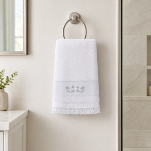 Set 10 prosoape parastase si inmormantari de fata, dantela, 50x90, bumbac , 450G/M² - Img 3