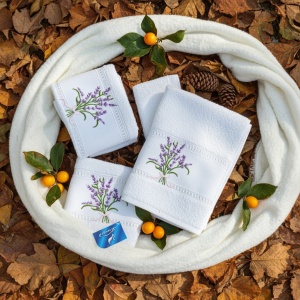 Set 10 prosoape parastase si inmormantari de fata, Lavanda, 45x90, bumbac, 450G/M² - Img 4