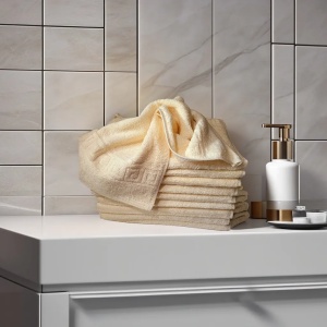 Set 12 Prosoape Bumbac Pieptanat, 30×50cm, 550gr/mp, Greek Border – Ivory