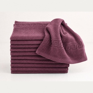 Set 12 Prosoape Bumbac Pieptanat, 30×50cm, 550gr/mp, Greek Border – Burgundy