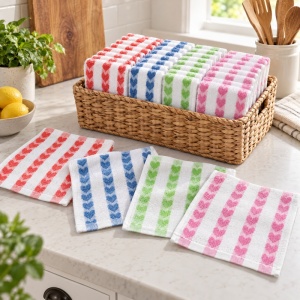 Set 20 prosoape, color, bucatarie, bumbac, 25x25cm