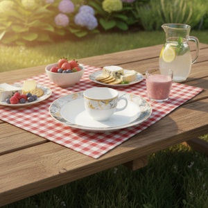 Set 6 farfurii si 6 cesti opal + 6 tacamuri inox Majestic - Img 4