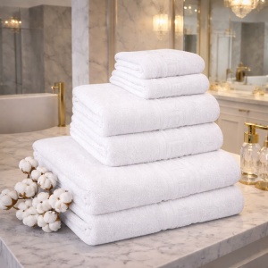 Set 7 Prosoape hoteliere, Bumbac 100%, 550 g/m² Pakistanez - Img 2