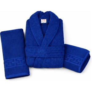 Set baie Bumbac – Halat și Prosoape unisex, Albastru inchis
