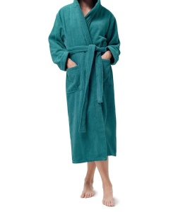 Halat de baie hotelier unisex, 420G/M², 100% bumbac, Verde inchis