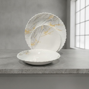Serviciu masa din opal 18 piese , 6 persoane, Golden Marble
