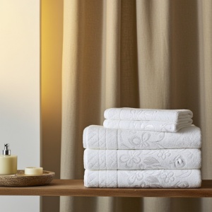 Set 10 prosoape parastase si inmormantari de fata, albe, Lenna, 50x90, bumbac, 450G/M²