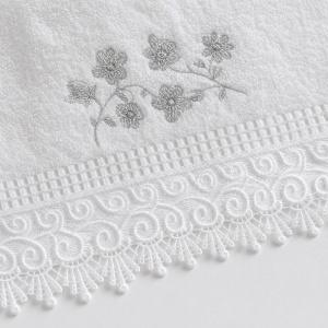 Set 10 prosoape parastase si inmormantari de fata, dantela, 50x90, bumbac , 450G/M² - Img 3
