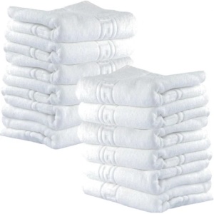 Set 12 Prosoape de Lux 70×130cm 100% Bumbac Pieptanat 650 g/mp-Alb